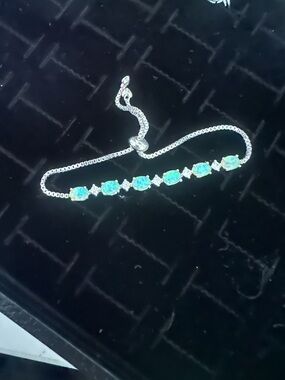 Sterling Silver Opal Tennis Bracelet - Turquoise Opal